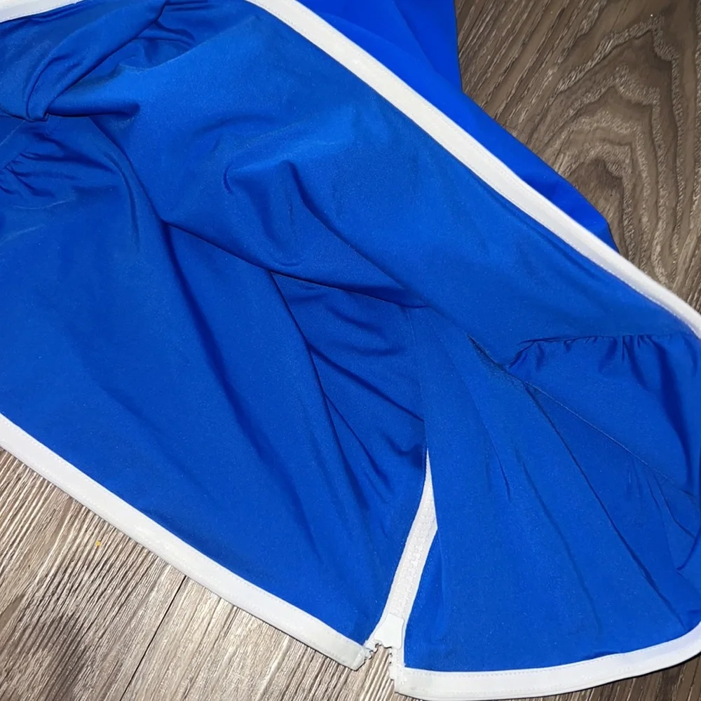 skims sporty zipper swim strapless one piece